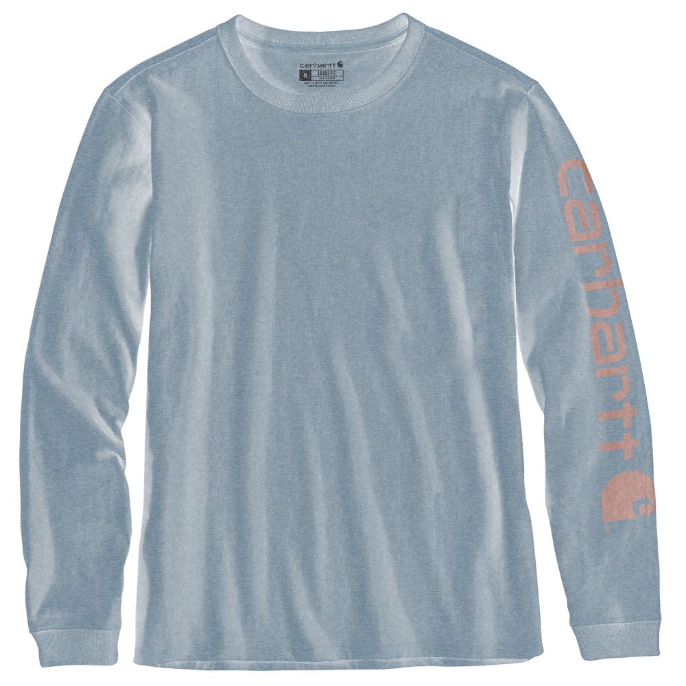 Carhartt Women's Heavyweight Workstyle Logo Sleeve T-Shirt in Thundercloud Color