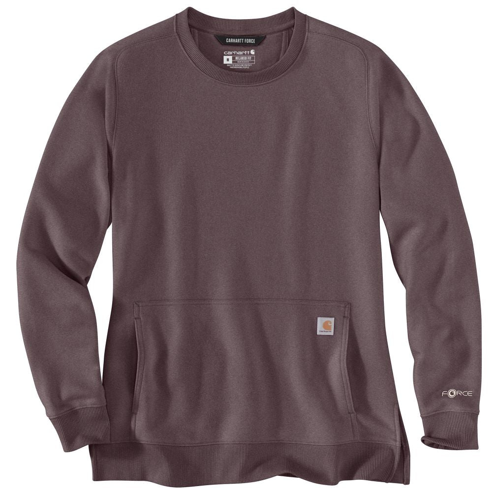 Carhartt Women's Force Lightweight Blackberry Heather Sweatshirt for All-Day Comfort