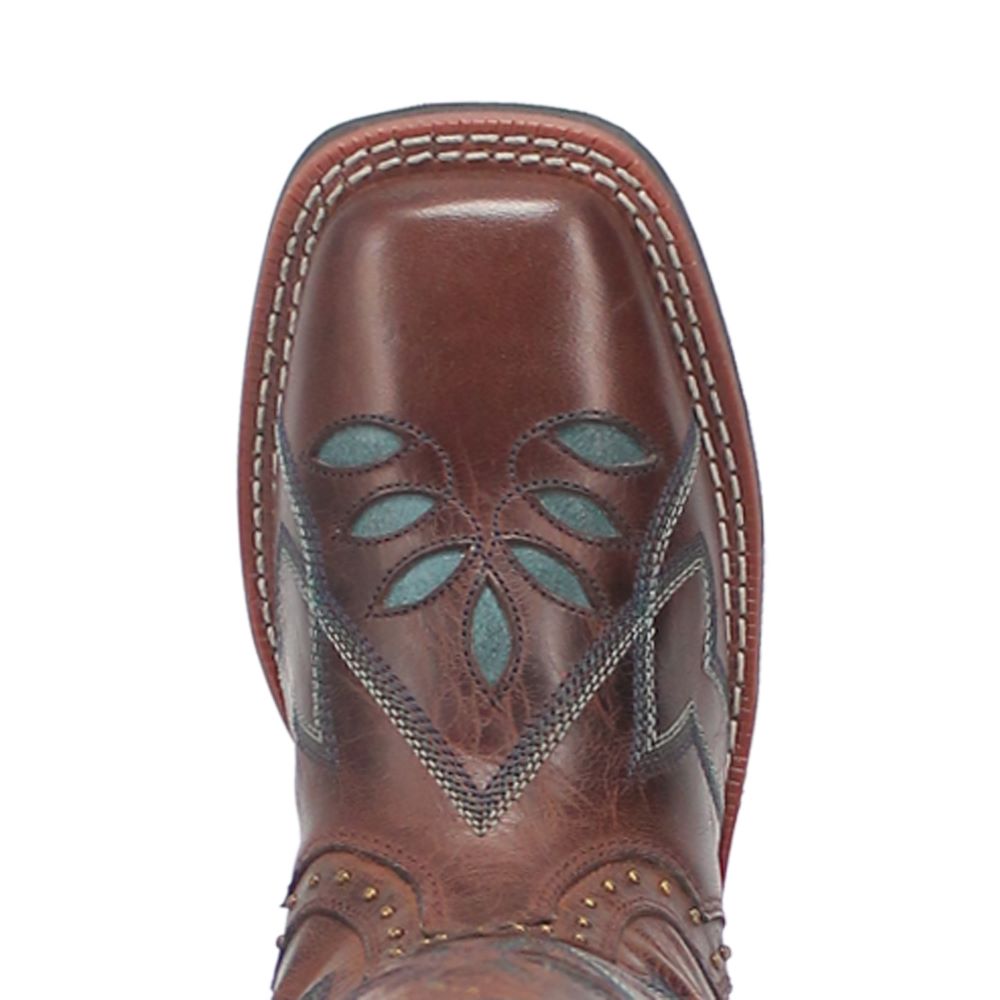 Laredo Women's Fashionable Gillyann Western-Style Square Toe Boots in Dark Brown