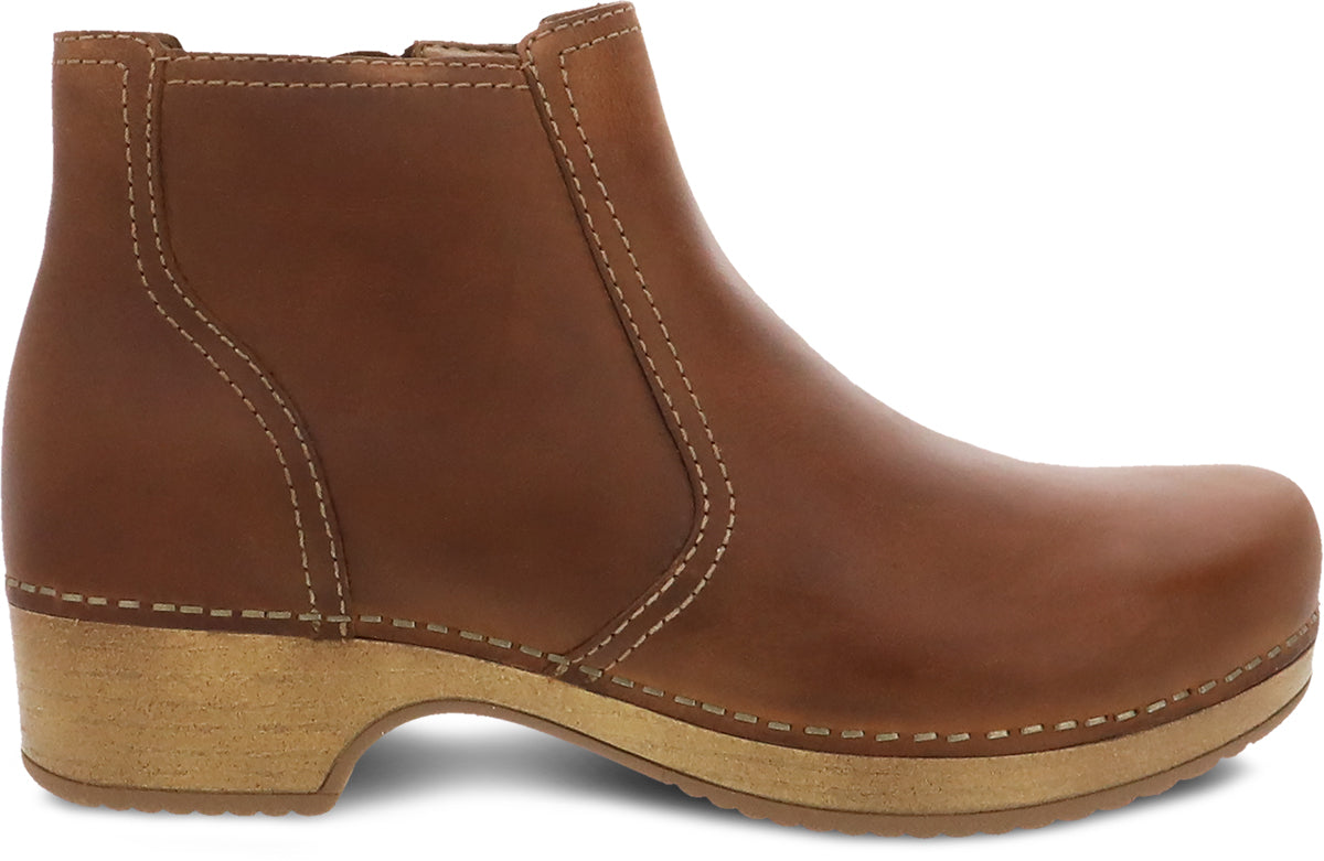 Dansko Women's Tan Oiled Pull - Up Barbara Casual Low Booties