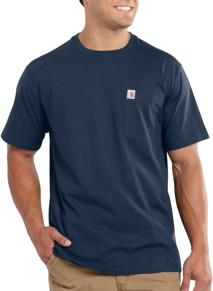 Navy Carhartt Men's Casual Maddock Relaxed Fit Pocket T - Shirt for Everyday Wear