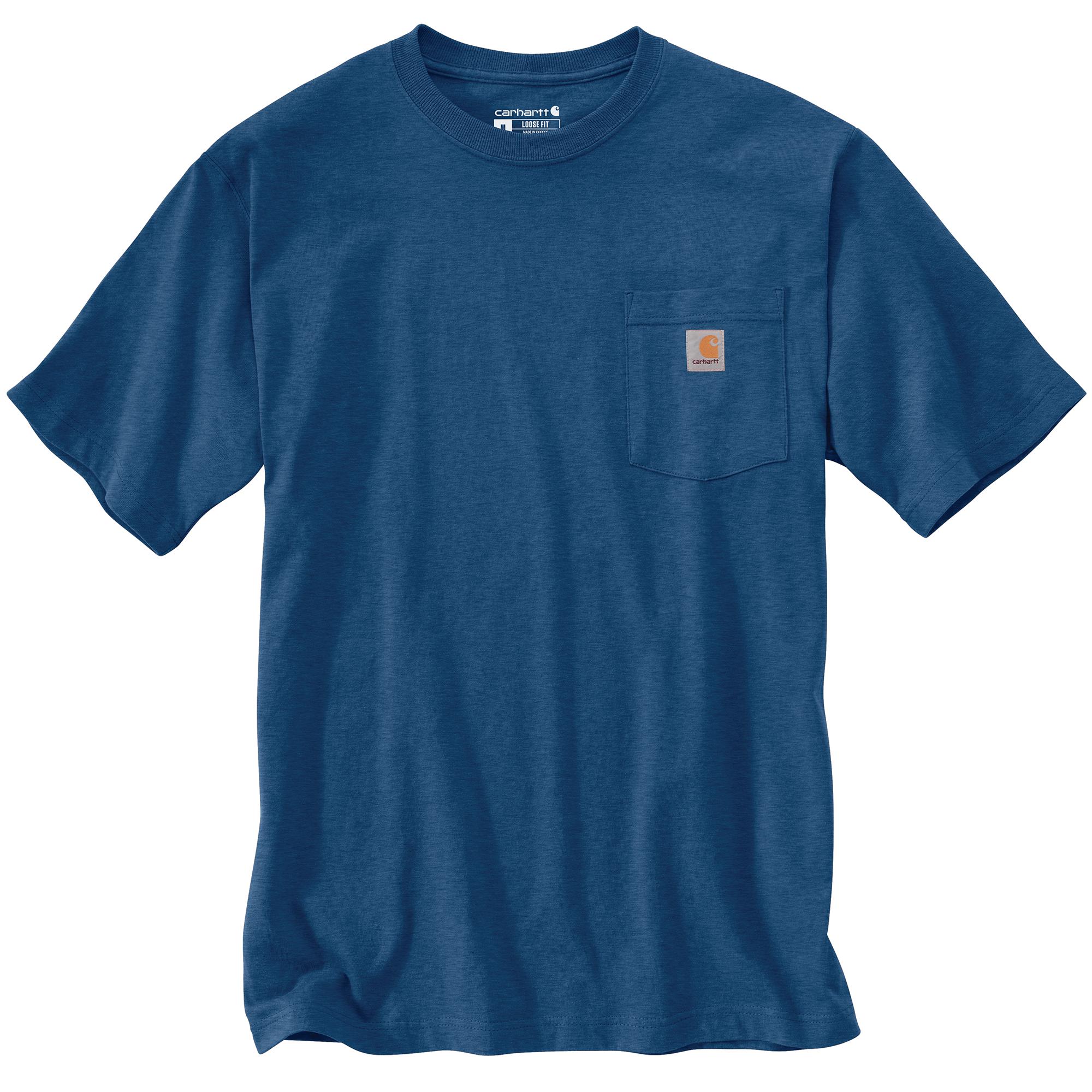 Carhartt Men's Loose-Fit Heavyweight Pocket T-Shirt in Lakeshore Heather Color - An Ideal Workwear Essential