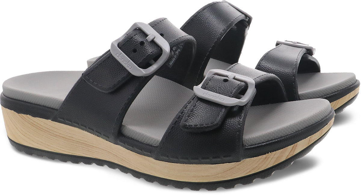 Dansko Women's Black Molded Kandi Double Strap Slide Sandals for Summer