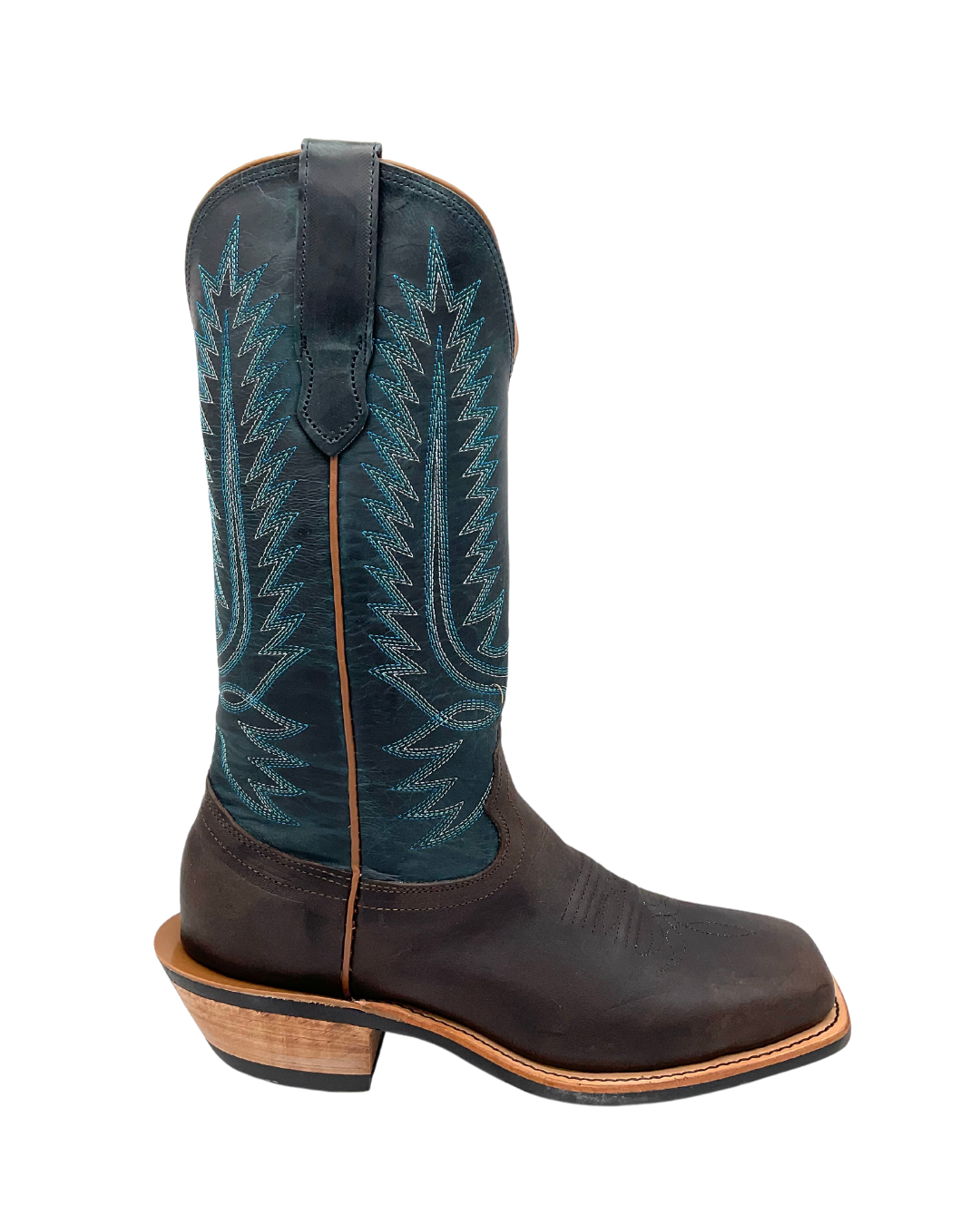 Fenoglio Men's Western Style Square Toe Boots - Whiskey Byron Crunch and Danube Wax Finish