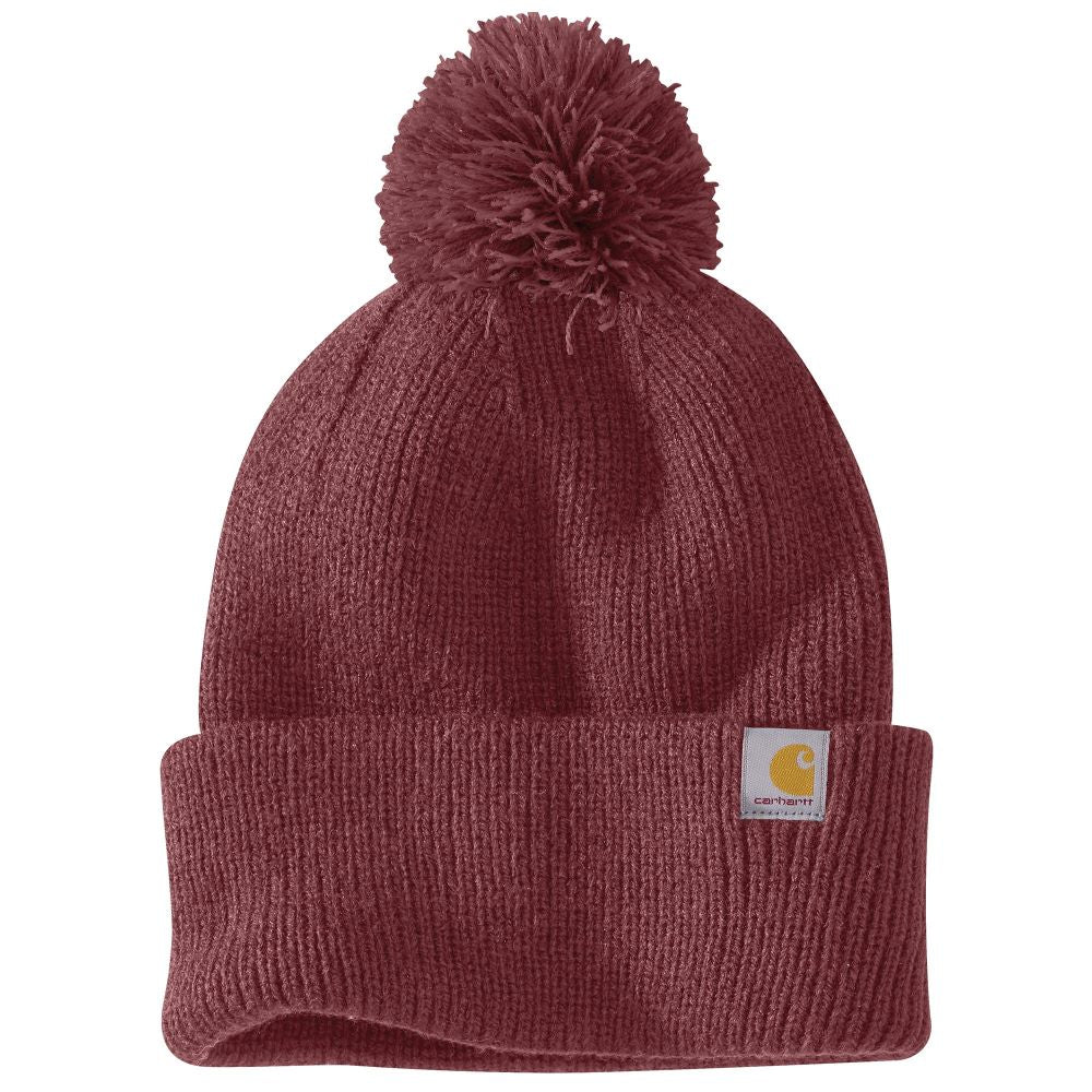 Stylish Carhartt Women's Sable Knit Beanie with Pom Pom Cuffs