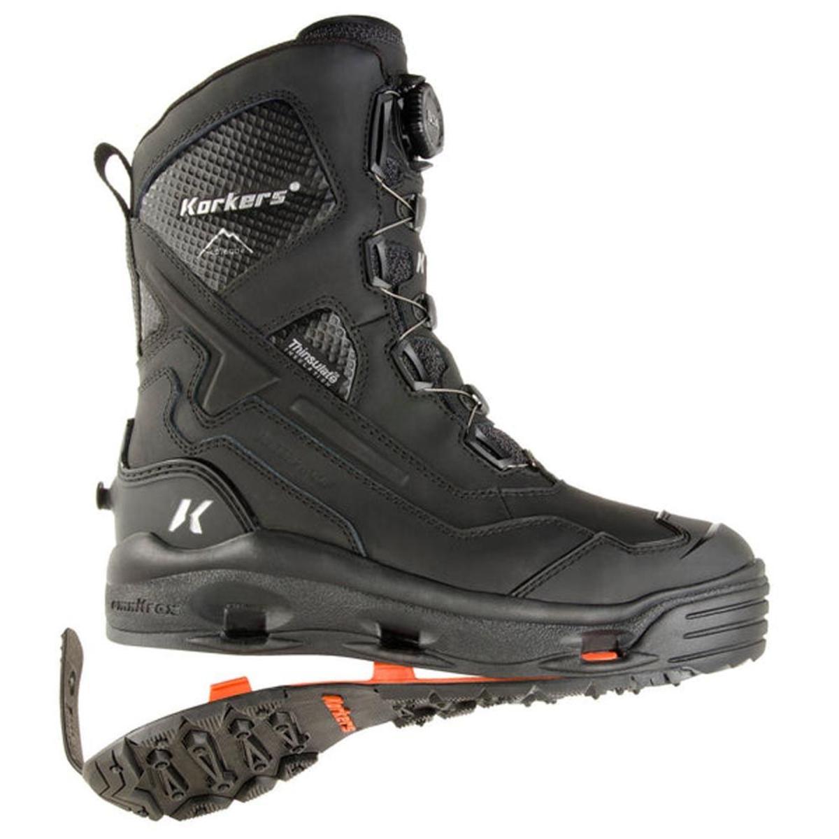 Korkers Men's Waterproof and Insulated Polar Vortex 600GR Winter Boots in Black for Outdoor Winter Activities