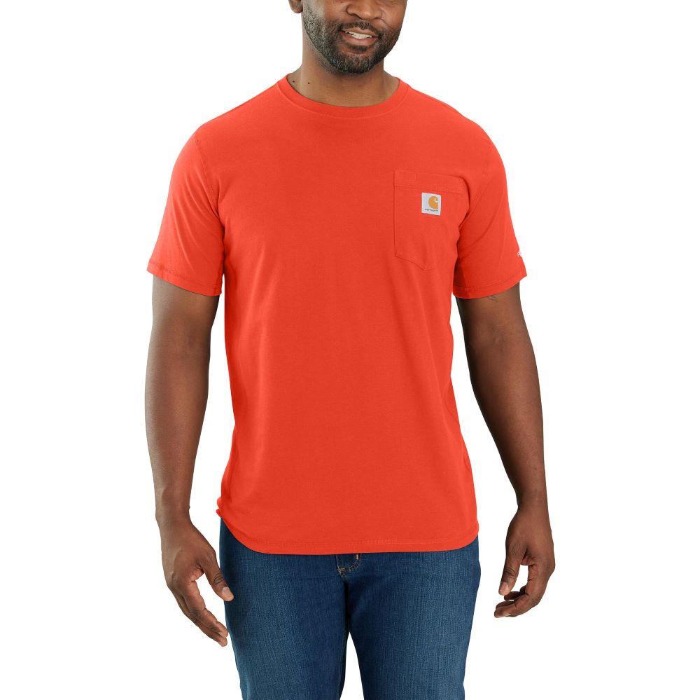 Carhartt Men's Force Relaxed Midweight Pocket T-Shirt in Cherry Tomato