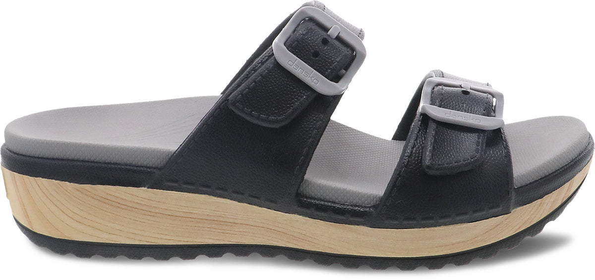 Dansko Women's Black Molded Kandi Double Strap Slide Sandals for Summer