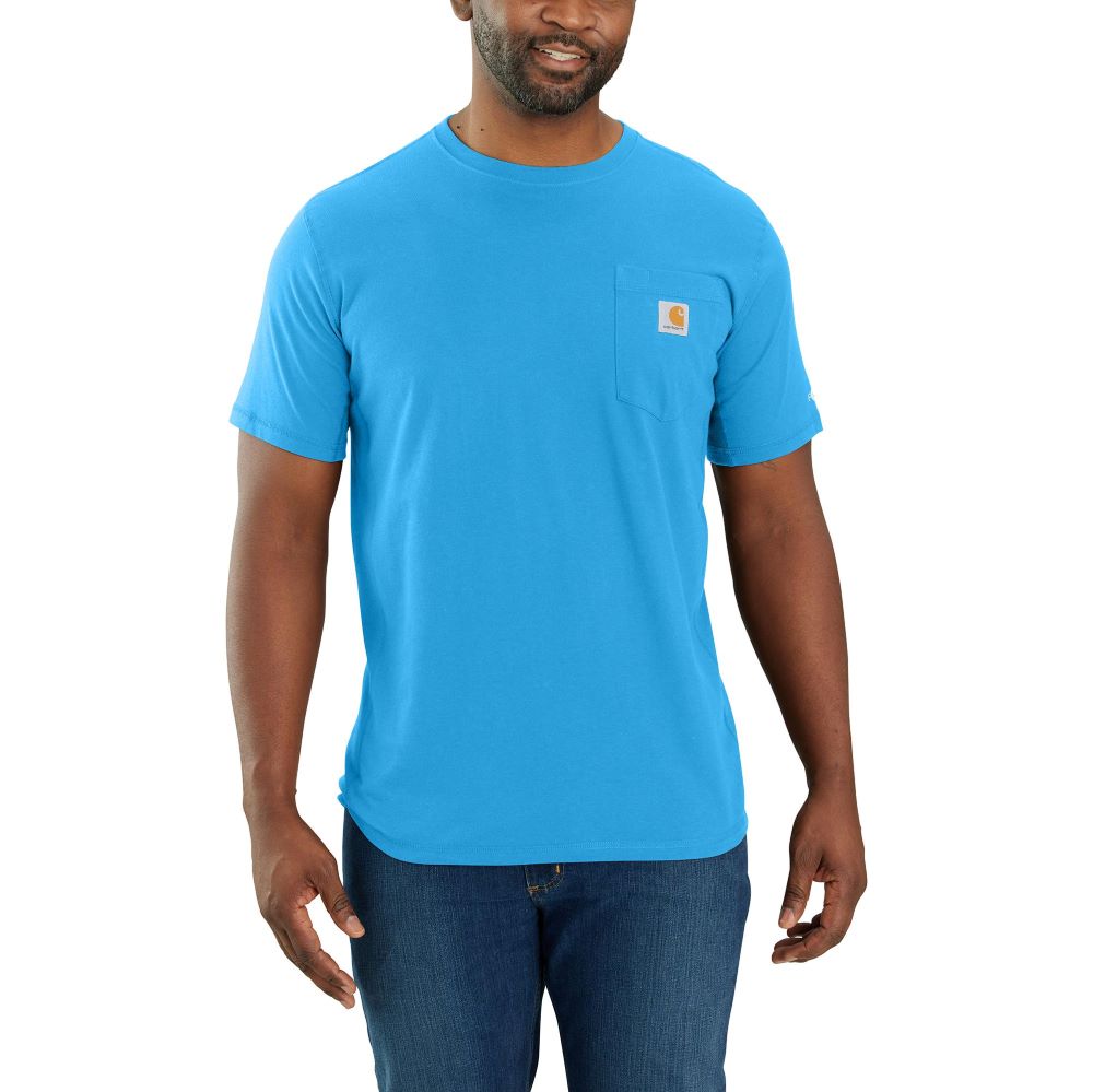 Carhartt Men's Force® Midweight Relaxed Fit Pocket T-Shirt in Azure Blue