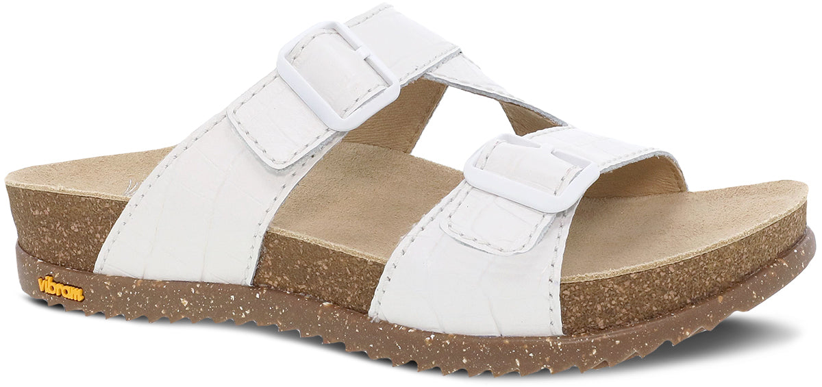 Dansko Women's Dayna Sandals in White Croco Print - Comfortable & Stylish