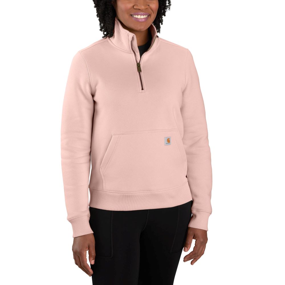 Carhartt Women's Mid - weight Quarter - Zip Ash Rose Hooded Sweatshirt for Casual Wear
