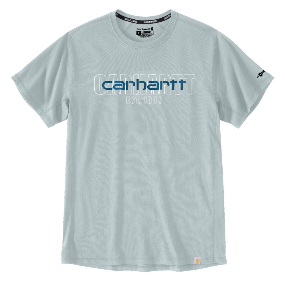 Carhartt Men's Midweight Graphic Logo T - Shirt in Dew Drop Color for Easy Movement