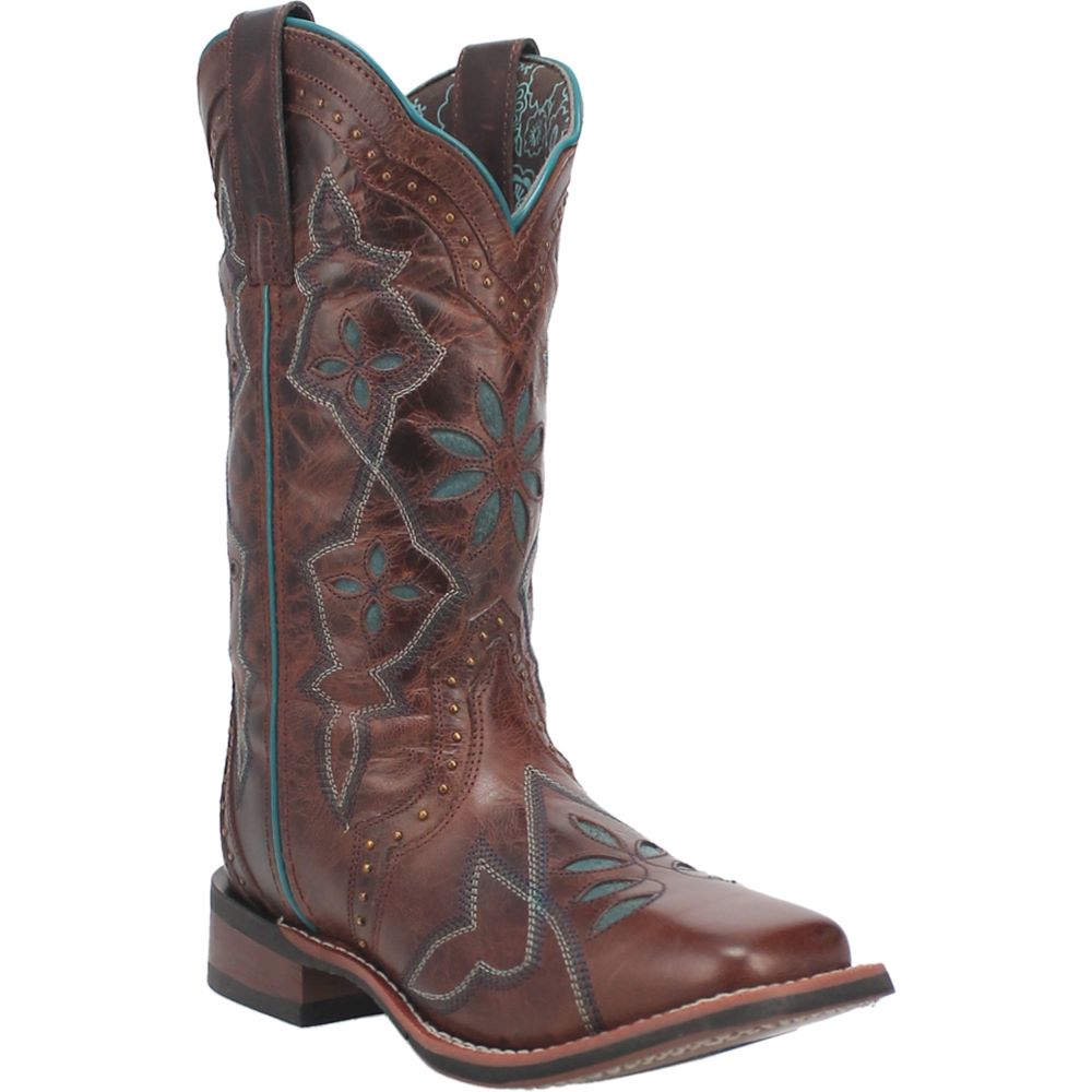 Laredo Women's Fashionable Gillyann Western-Style Square Toe Boots in Dark Brown