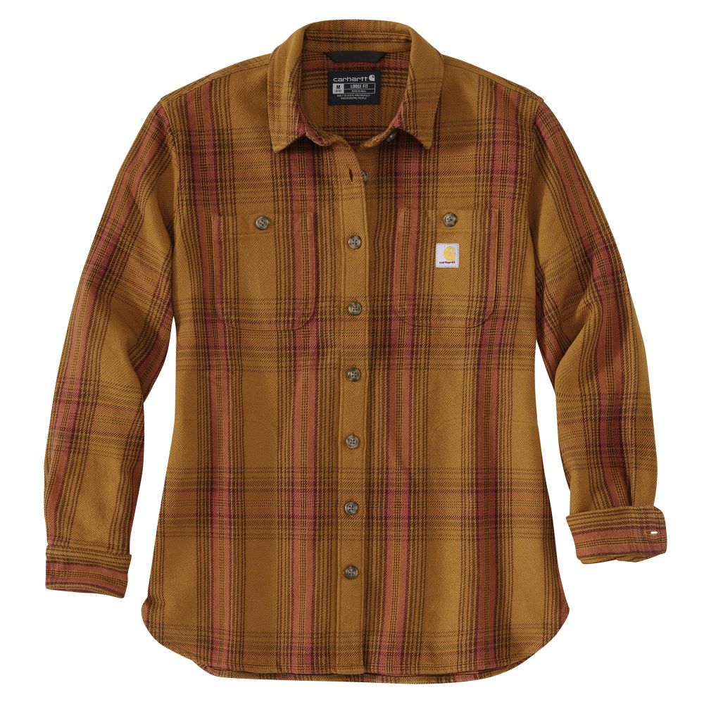 Carhartt Women's Heavyweight Chunky Twill Oversized Work Shirt in Carhartt Brown Color