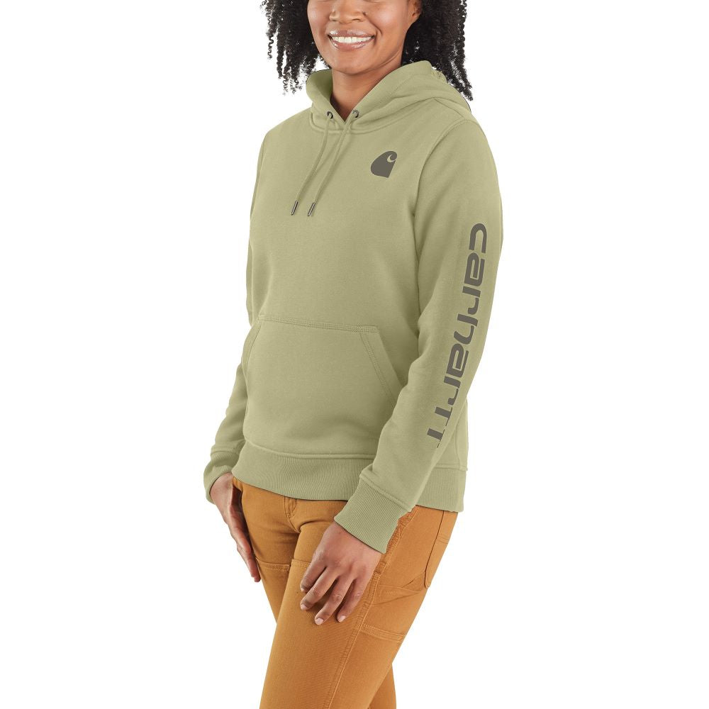 Carhartt Women's Dried Clay Clarksburg Sleeve Logo Midweight Hoodie