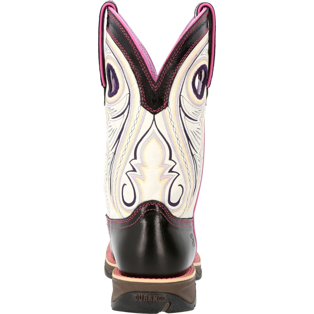 Durango Women's Western Square Toe Lady Rebel Boots in Striking Raven Black and White Color Scheme