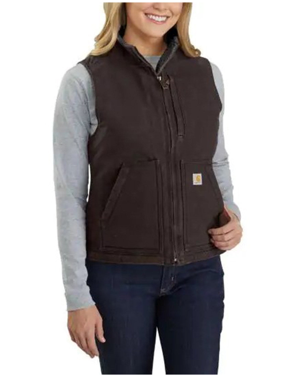 Carhartt Women's Dark Brown Washed Sherpa Lined Warm Vest
