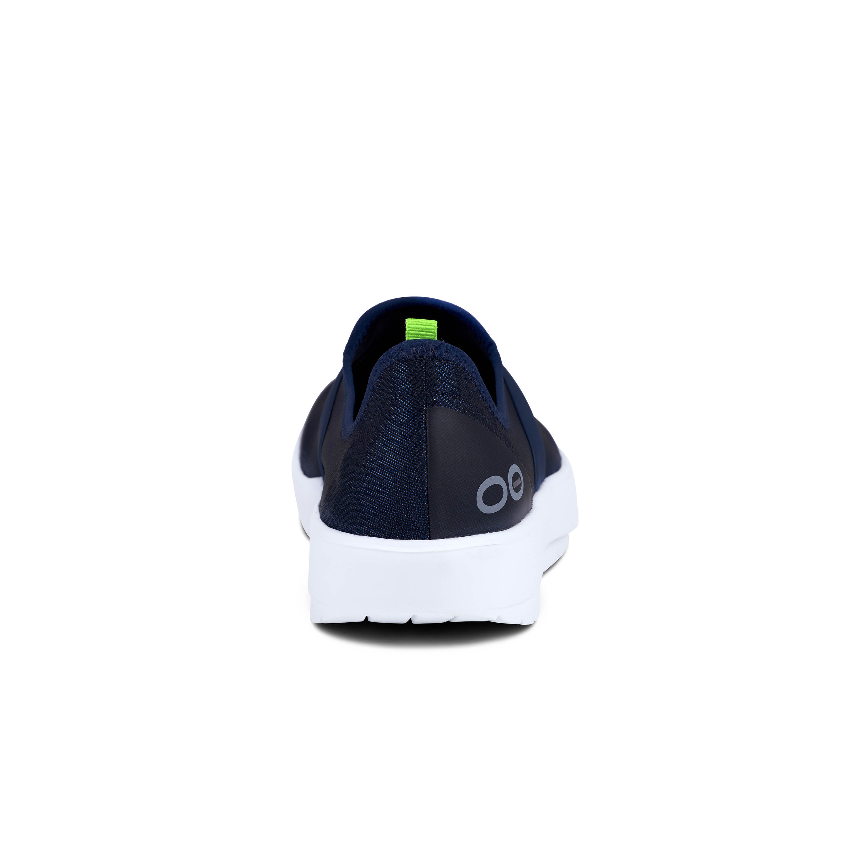 OOFOS Women's Casual Slip - On OOmg Fibre Low Shoes in White and Navy Color Scheme