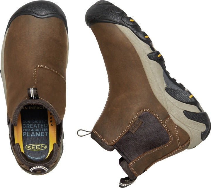 Keen Outdoor Women's Targhee II Chelsea Style Slip-on Hiking Boots in Vegetable Brown and Black Colors