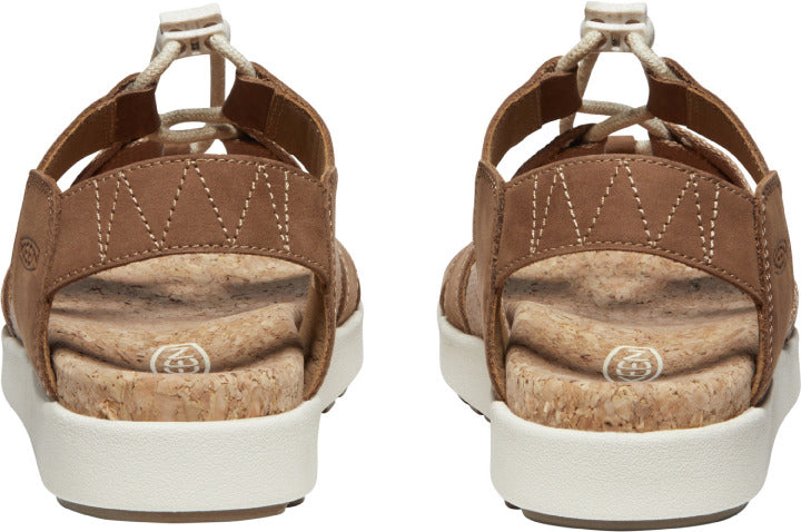Keen Outdoor Women's Casual Elle Mixed Strap Sandal in Toasted Coconut and Birch Color Scheme