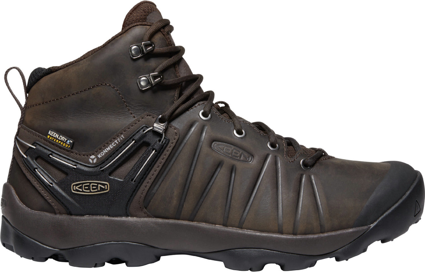 Keen Outdoor Men's Waterproof Lightweight Mid-Cut Leather Hiking Boots - Mulch / Black