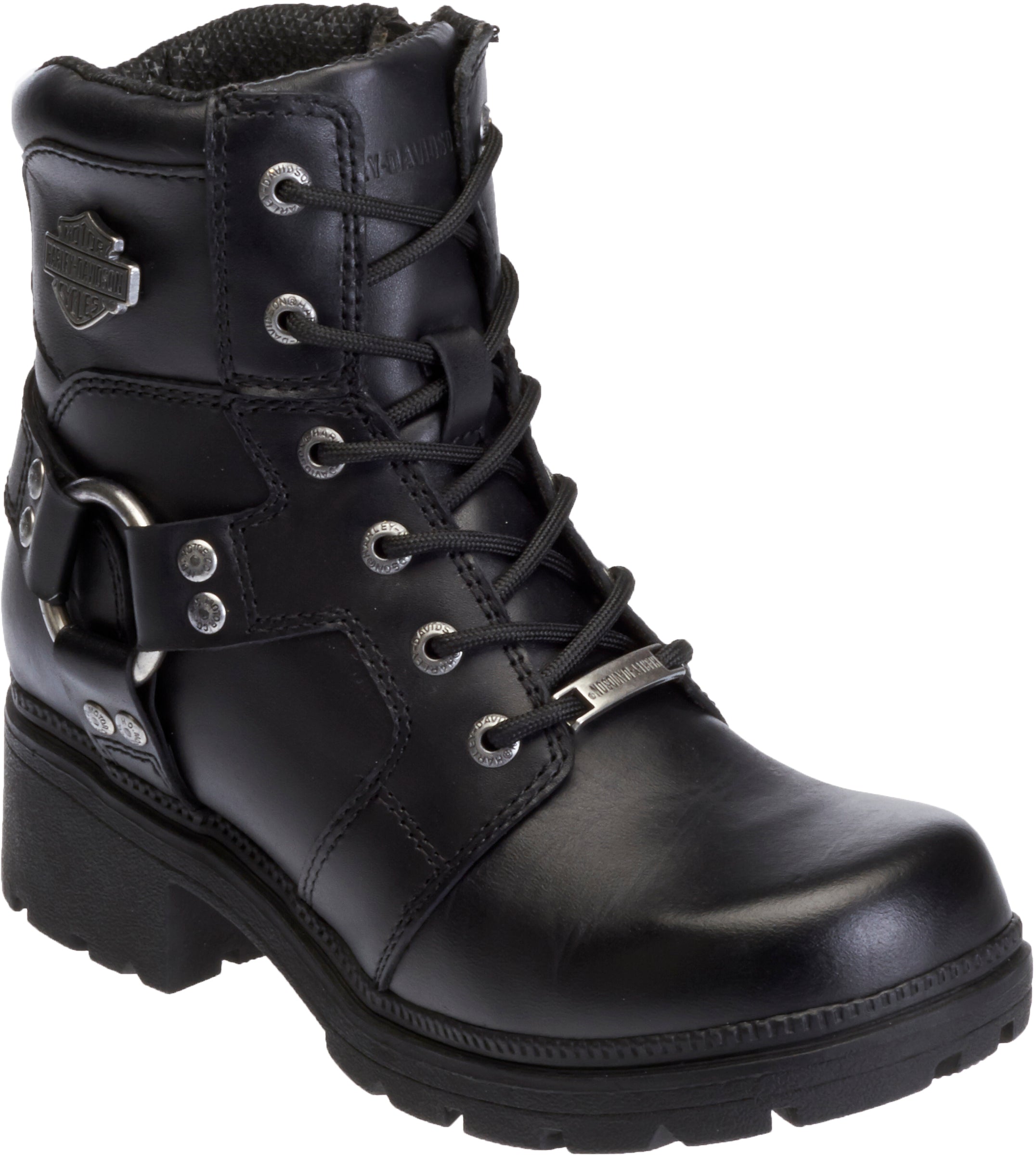 Black 'Harley Davidson' Women's 5.5-Inch Jocelyn Zip Boots with Premium Leather