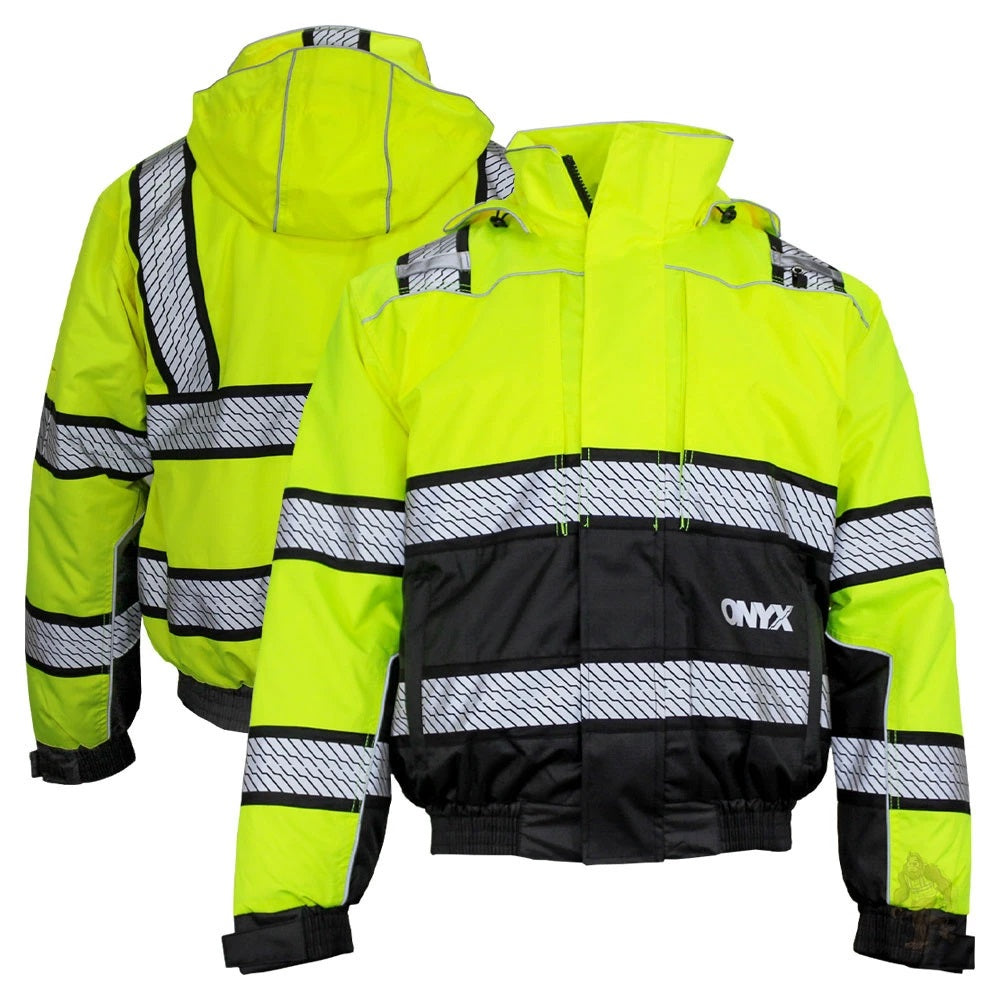 GSS Men's Premium ONYX PRIMALOFT 3-in-1 Lime Winter Bomber Jacket