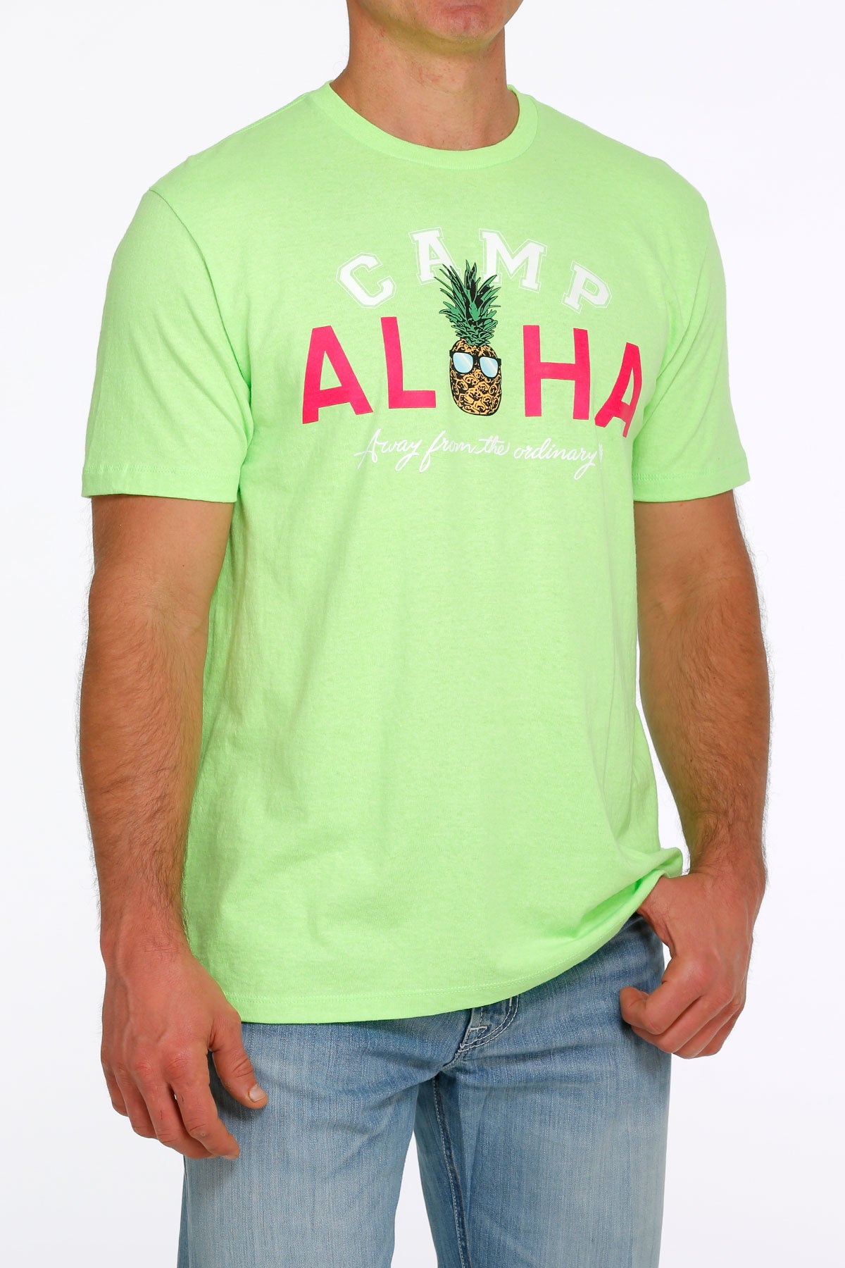 Cinch Men's All - Season Heather Green Aloha Camp T - Shirt