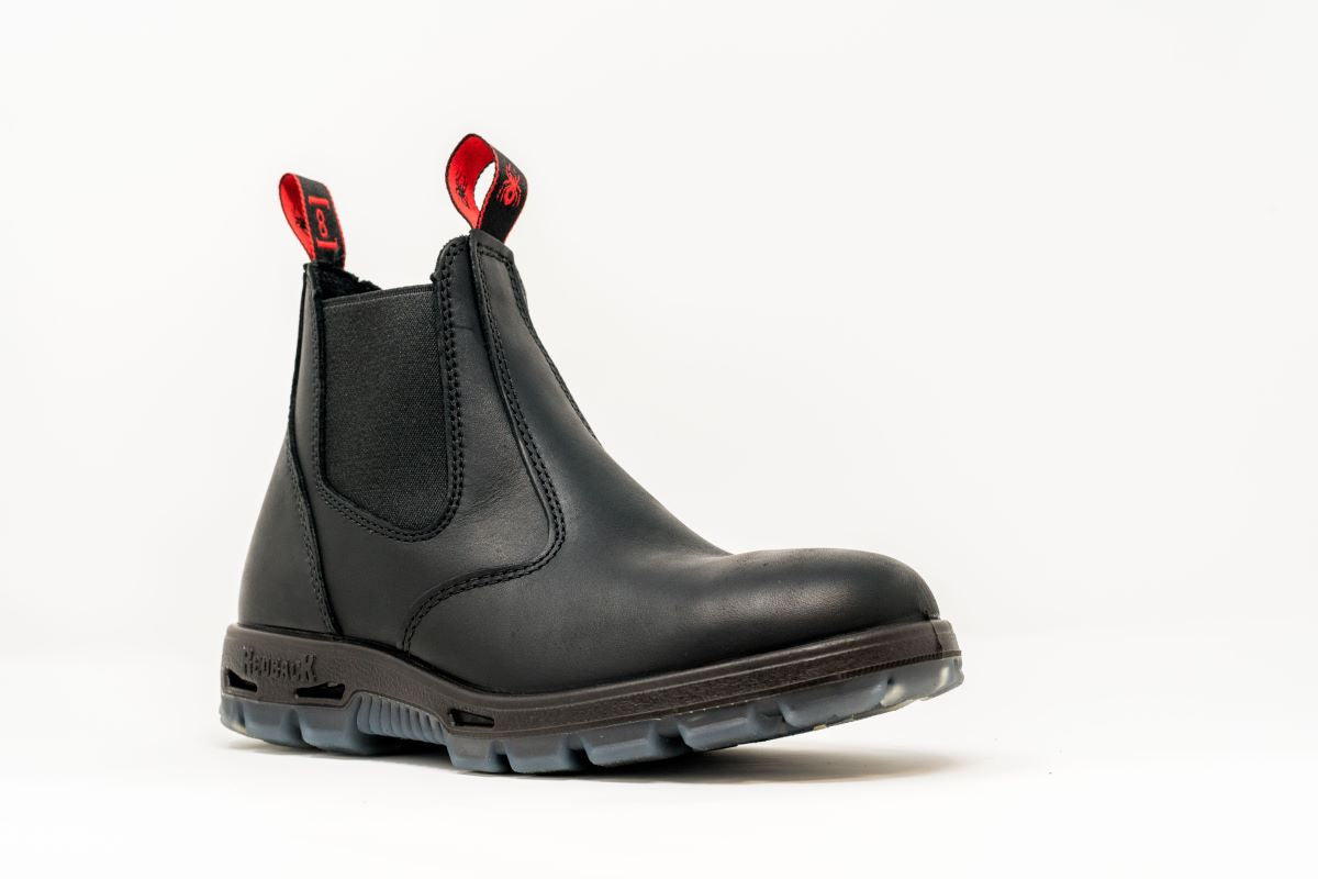 Redback Men's 6-Inch Easy-Exit Romeo Soft-Toe Slip-On Work Boots - Black Oil Kip Leather
