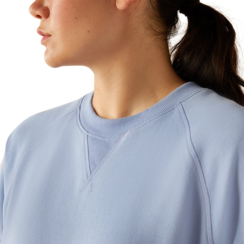 Ariat Brand Women's Rebar Style Fleece Crewneck Comfortable Sweatshirt in Lavender Lustre Shade