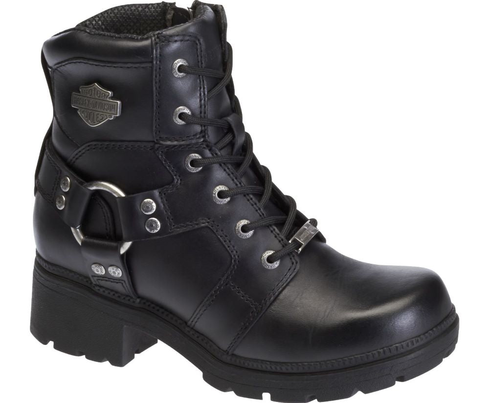 Black 'Harley Davidson' Women's 5.5-Inch Jocelyn Zip Boots with Premium Leather