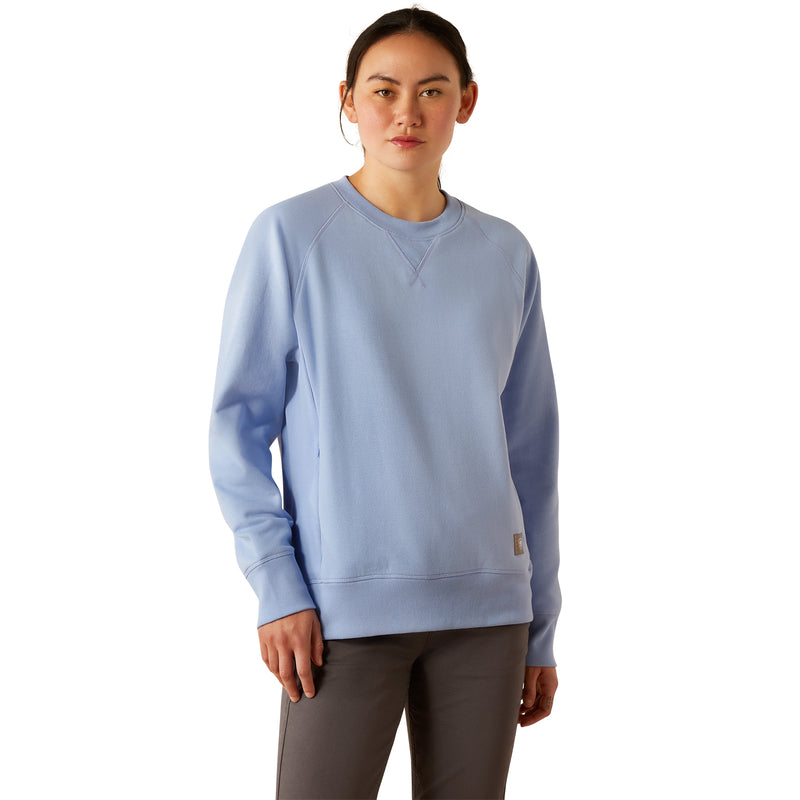 Ariat Brand Women's Rebar Style Fleece Crewneck Comfortable Sweatshirt in Lavender Lustre Shade