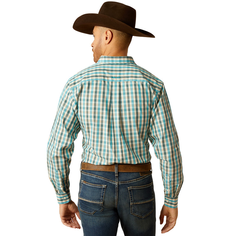 Ariat Men's Teal Wrinkle-Free Fitted Gordie Dress Shirt for All-Day Wear