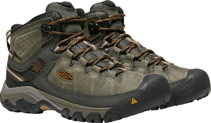 Keen Outdoor Men's Wide Targhee III WP Mid Hiking Boots - Black Olive / Golden Brown