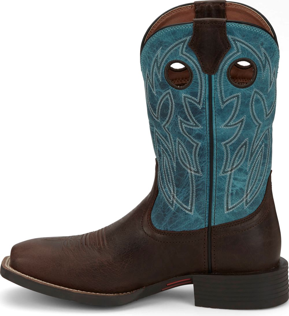 Men's Chocolate/Apache 11-inch Justin Stampede Bowline Western Square Toe Boots