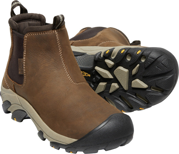 Keen Outdoor Women's Targhee II Chelsea Style Slip-on Hiking Boots in Vegetable Brown and Black Colors