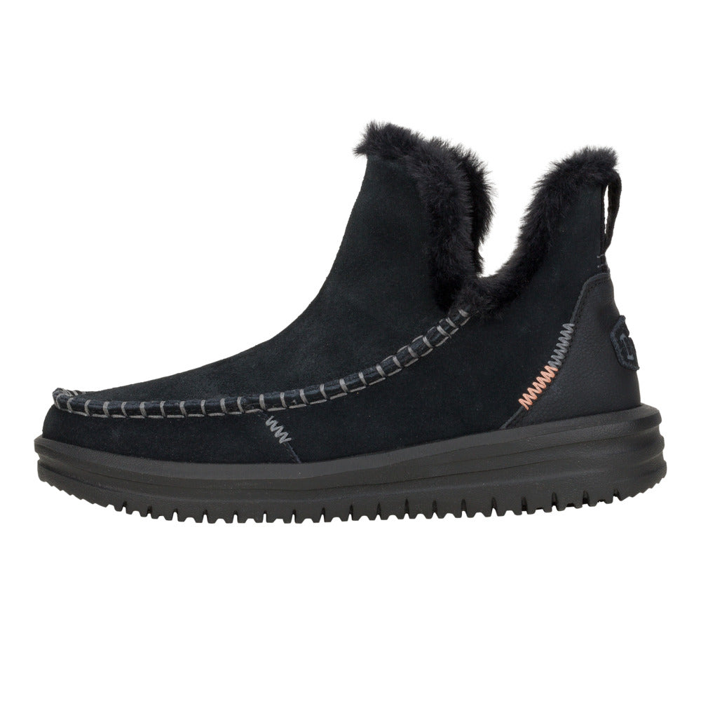 HEY DUDE Women's Fashionable Camden Suede Casual Shoes - Black / Black