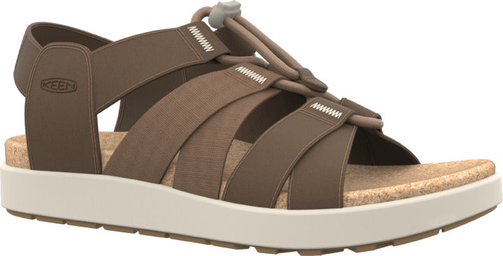 Keen Outdoor Women's Casual Elle Mixed Strap Sandal in Toasted Coconut and Birch Color Scheme