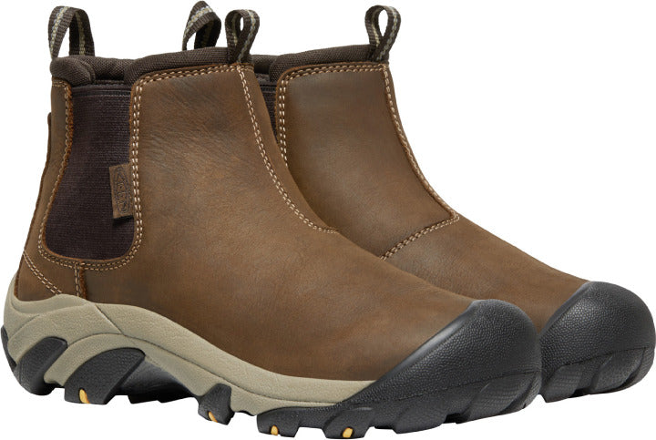 Keen Outdoor Women's Targhee II Chelsea Style Slip-on Hiking Boots in Vegetable Brown and Black Colors