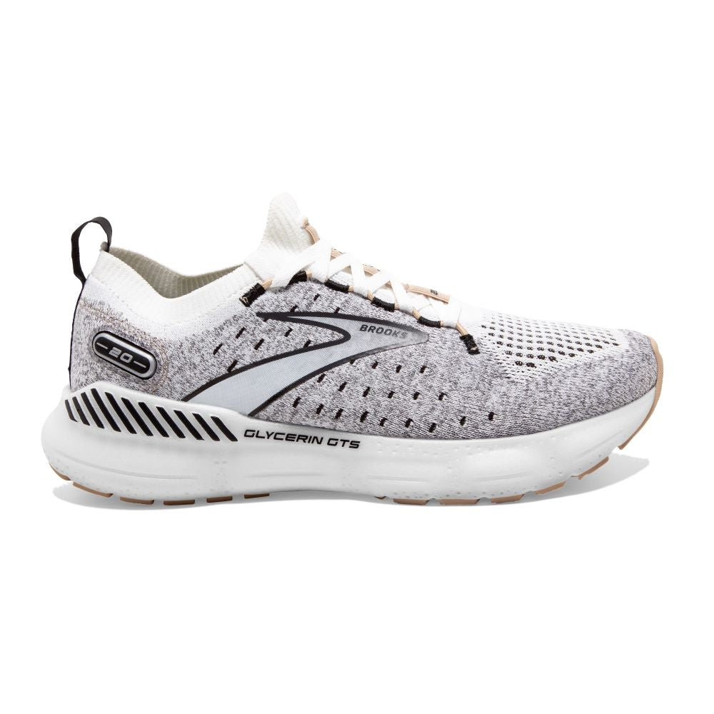 Brooks Women's GTS 20 Glycerin StealthFit - White, Black & Cream Running Shoes