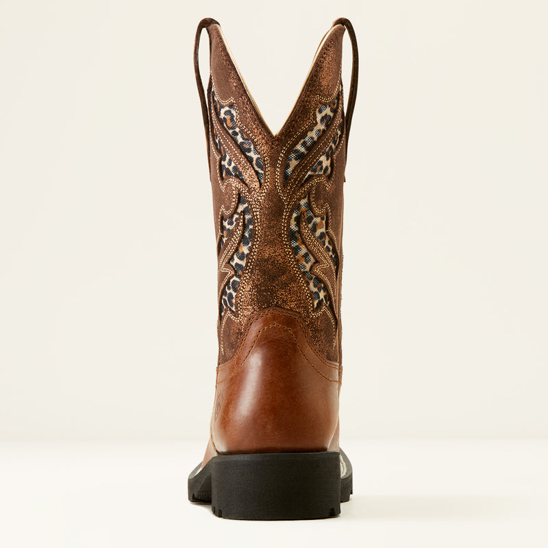 Ariat Women's Western Square Toe Unbridled Rancher VentTEK Boots in Hickory Smoke and Copper Metallic Color Scheme